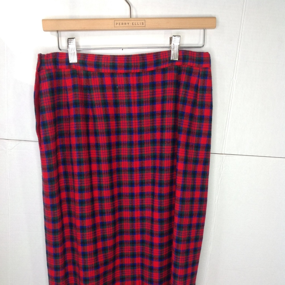 Pendleton Red Plaid Skirt Tartan Straight Wool